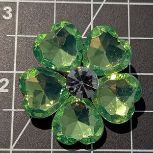 Green Crystal Flower Brooch